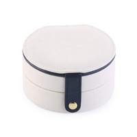 Boîte à bijoux ronde portable en cuir PU avec logo personnalisé, petite boîte de voyage pour organisateur de bijoux, collier, bague, boucle d'oreille, mallette de rangement