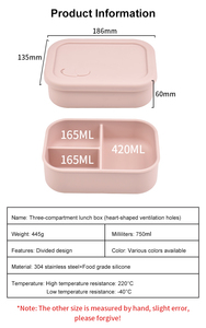 Food Grade Silicone BPA Free 3-<b>Compartment</b> Bento <b>Lunch</b> <b>Box</b> Microwaveable Heat Retaining Ventilation Holes Leak Proof - Product Image 5
