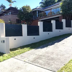 Dekoratif alüminyum yatay Slat çit panelleri Diy rüzgar geçirmez ahşap Slat açık