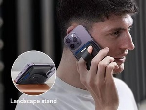 Portefeuille magnétique en cuir pour smartphone avec emplacement <span class=keywords><strong>externe</strong></span> pour carte d'identité, compatible avec iPhone, avec 2 anneaux métalliques <span class=keywords><strong>MagSafe</strong></span>, prêt à être expédié - Product Image 5