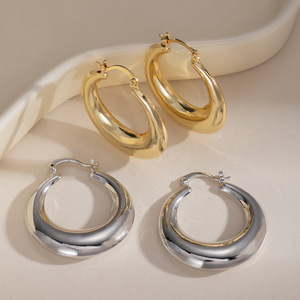 Aros Redondos Geométricos Dorados, Joyería de Moda para Fiesta, EKA-288 - Product Image 3
