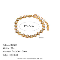 Pulsera de Zirconia Lujosa y Elegante, Chapada en Oro de 18K, de Acero Inoxidable, Joyería Impermeable para Mujer, Regalo que No se Desvanece