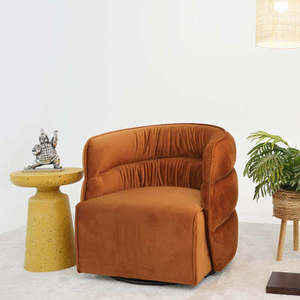 Fauteuil pivotant Walden moderne - Velours orange brûlé - Convertible et inclinable pour salon, bureau, hôtel et chambre à coucher - Product Image 5