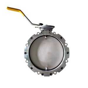 วาล์วผีเสื้อแบบหน้าแปลนเดี่ยว/คู่ สแตนเลส ไฟฟ้า พร้อมมือหมุนแบบกังหัน DN100 วาล์วควบคุมฝุ่น/ผง สำหรับผสมปูนซีเมนต์ - Product Image 2