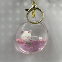 Porte-clés personnalisé en acrylique transparent avec figurine flottante et paillettes, pendentif mignon pour cadeaux et organisation des clés en forme ronde