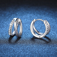 Pendientes de Aro de Plata de Ley 925 con Microincrustaciones de Moissanita de 0.15 Quilates, Hipoalergénicos, Chapados en Rodio, con Diseño de Búho para Mujer