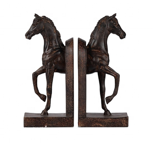 Set fermalibri cavallo bretone personalizzato di alta qualità artigianale in resina, decorazione per la casa marrone e poliresina regalo - Product Image 1