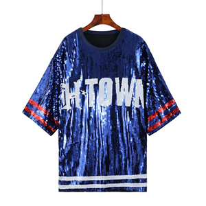 Camiseta de lentejuelas para <span class=keywords><strong>mujer</strong></span>, camiseta de lentejuelas con temática de equipo de fútbol, camiseta para fiestas navideñas, gran Navidad de Halloween - Product Image 2