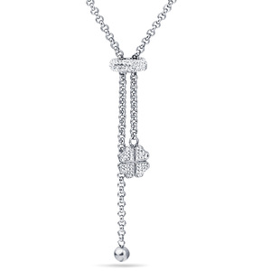 Collar con Colgante de Trébol de Moda Europea y Americana con Diamantes de Imitación, Cadena de Acero Inoxidable Ajustable para Uso Diario, Regalo - Product Image 1