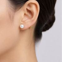 Boucles d'oreilles clous en laiton plaqué or 18 carats avec perles simulées pour femmes, bijoux minimalistes ronds, commande en gros