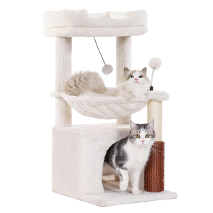 Multi-nível Simples Branco Plush <span class=keywords><strong>Cat</strong></span> Coçar Post <span class=keywords><strong>Cat</strong></span> Tree Tower com Sisal <span class=keywords><strong>Scratcher</strong></span> para Gato - Product Image 1