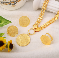 Ensemble de bijoux rétro européen et américain en acier inoxydable plaqué or 14 carats avec pendentif Arbre de Vie, comprenant collier, bague et boucles d'oreilles pour mariage