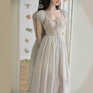 Collection Printemps-Été Éveil de la Nature, Vacances à l'Île, Broderie Florale Tridimensionnelle, Jupe Asymétrique Longue au Sol, Style Français - Product Image 2