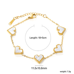 Heart-Shaped Stainless Steel <b>Bracelet</b> Gold Chain <b>Red</b> Black White Enamel Unisex Jewelry Gift Fashion Accessory - Product Image 4