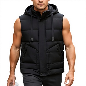Chaleco Acolchado Reversible con Capucha para Hombre, Sin Mangas, Color Sólido, Cortavientos, Informal, Ropa de Invierno, Corte Regular, Lona y Poliéster - Product Image 1