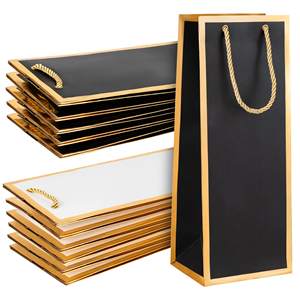 निर्माता कस्टम मुद्रित सुरुचिपूर्ण सफेद और काले उपहार पैकेजिंग क्राफ्ट कागज शराब की बोतल हैंडल के साथ बैग ले जाने वाली - Product Image 2