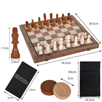 Ensembles d'échecs magnétiques en bois de noyer personnalisés en usine Jeux de société en bois 2 en 1 pour enfants et adultes Jeu d'échecs et de dames