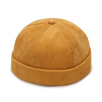 Stok tersedia pengiriman Global mode manset gulung topi tanpa tepi pekerja mode Retro topi Beanie tanpa tepi topi Logo kustom