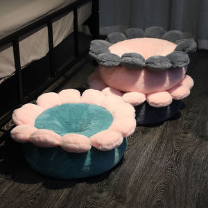 Coussin de sol en peluche en forme de fleur, 40x40 cm, imitation fourrure de lapin extra douce, coussin rond pour salon, chambre à coucher, usage domestique - Product Image 2