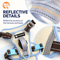 Harnais pour chat personnalisé, respirant, en maille, réglable, avec boucles magnétiques, poignée, support de traqueur en silicone et laisse pour chien