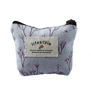 Japanese and Korean style floral print <b>coin</b> purse, mini cartoon canvas <b>bag</b> with a pastoral feel, perfect for carrying keys or - Product Image 4