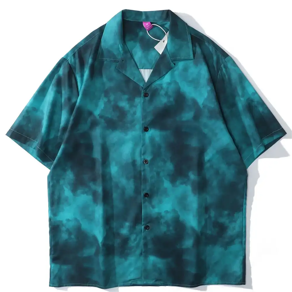 Aquarel Digital Printing Biologisch Katoen Mannen Shirts Fashion Custom Casual Mannen Shirts Kledingstuk