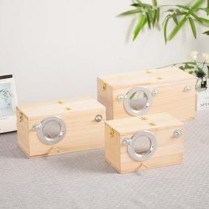 Caja de cría de pájaros rectangular de madera maciza, color natural, 12x12x19.5cm, para nido de periquitos y agapornis - Product Image 5