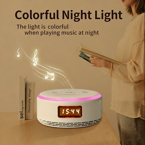 Mini horloge de bureau LED multifonctionnelle rechargeable avec veilleuse 7 couleurs, haut-parleur, 3 alarmes musicales, fonction snooze, affichage température et date, pour maison et voiture - Product Image 4