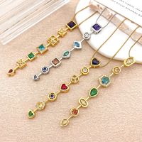 Collier pendentif géométrique carré coloré de style européen et américain, plaqué or, chaîne en cuivre bambou - Luxe léger haut de gamme