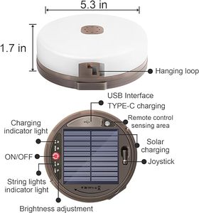 Guirlande lumineuse portable pour l'extérieur Guirlande lumineuse de camping <span class=keywords><strong>solaire</strong></span>/USB rechargeable pour l'extérieur pour le camping, la randonnée et la cour - Product Image 4