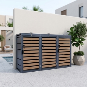 <span class=keywords><strong>Abri</strong></span> pour <span class=keywords><strong>poubelles</strong></span> triple, <span class=keywords><strong>3</strong></span> bacs, en acier galvanisé, durable, écologique, pour rangement extérieur - Product Image 4