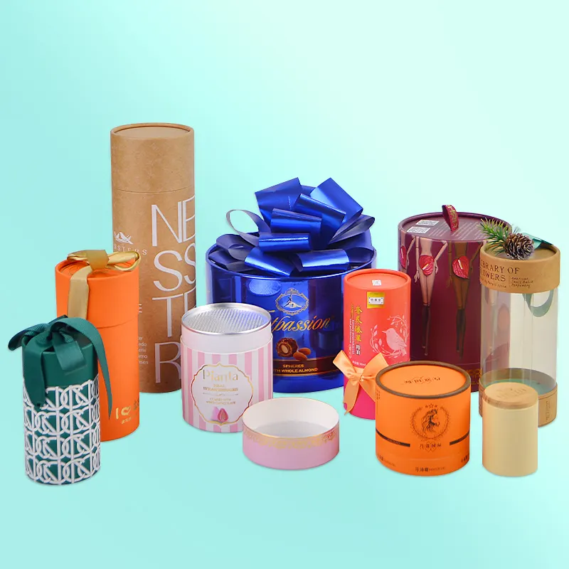 Custom Printing Biodegradable Cylinder Food Paper Cardboard Premium Tea Canister Bags Tube Box Packaging For Loose Tea Package
