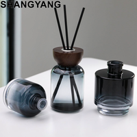 Flacon diffuseur de parfum en verre de luxe 100 ml, vide, transparent, avec couvercle en bois, rechargeable, étiquettes personnalisables pour boîte sur mesure