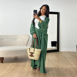 2025 осень Новое Элегантное скромное платье абайя для женщин однотонное открытое абайское трансграничное Модное в Европу США - Product Image 2