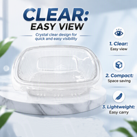 Conteneur en plastique jetable à couvercle articulé en PET transparent pour aliments, salades de fruits, légumes, viande, riz, fruits de mer - Écologique, type clamshell
