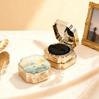Boîtier compact de luxe octogonal hermétique pour poudre, coussin de teint BB/CC, avec miroir, couleur nude