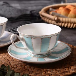 Wholesale English Afternoon Tea <strong>Cup</strong> and Saucer <strong>Set</strong> Milk Stripe Ceramics Porcelain <strong>Cup</strong> <strong>Sets</strong> for Coffee and Tea - Product Image 5