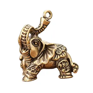 Latón Retro elefante auspicioso adornos llavero de Metal llavero Animal decoración de muebles