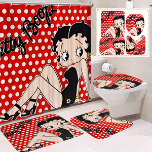 Rideau de douche en polyester rouge Pop Art Marilyn, rideau de salle de bain imprimé numériquement sur mesure, rideau de douche en polyester moderne en gros - Product Image 6