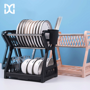 Tableware storage rack double-layer vertical storage rack kitchen drain shelf