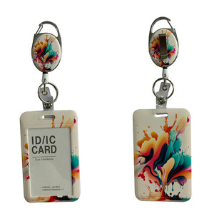 Factory wholesale UV printed marble <b>name</b> <b>badge</b> holders with colorful patterns, retractable oval easy-pull buckles, <b>work</b> <b>badge</b> - Product Image 3