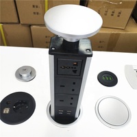Enchufe de Corriente de 3 Tomas AC para Reino Unido, Color Blanco, Negro y Plateado, 90 mm, Enchufe de Mesa, Enchufe Extraíble, Cargador USB para el Hogar, la Oficina y la Cocina