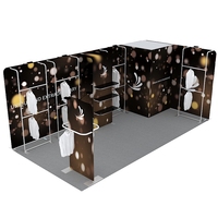 Stand modulaire portable en aluminium 10x20 avec toile tendue pour salon professionnel de vêtements, installation sans outil, affichage publicitaire