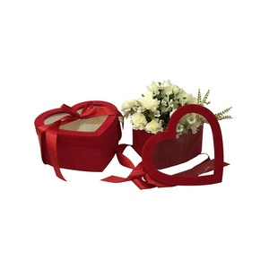 Hộp Quà Tặng 2 Mảnh Với Ruy Băng, Hộp Hoa Hình Trái Tim Bằng Vải Flannel PVC Trong Suốt Có Cửa Sổ Sang Trọng - Product Image 3