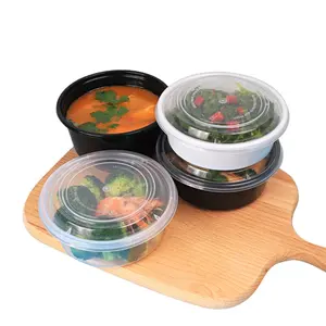 Récipient alimentaire jetable Portable 360ml, boîte à déjeuner ronde en plastique transparente, bol à emporter