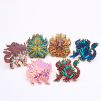 Épingles en émail personnalisées Dragon et Phénix chinois, artisanat en métal émaillé dur, épingles décoratives pour chapeau et revers, badges avec logo personnalisé