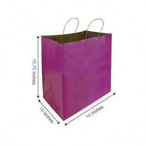 Purple Kraft Paper <b>Bags</b> with Twisted Handles 14x10x15.75 Inches - Product Image 1