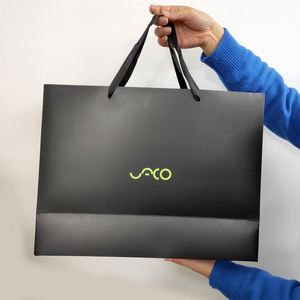 Sacs cadeaux en papier personnalisés KM Custom Cloth, noir, pour les petites entreprises, impression de votre propre logo, sacs de luxe de marque avec logos - Product Image 2