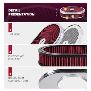 12 "x <span class=keywords><strong>2</strong></span>" gruppo filtro filtro ovale ad alto flusso 5 1/8 "collo Carb W/coperchio Flow-Thru per GMC Chevy Ford Chryler Dodge - Product Image 4