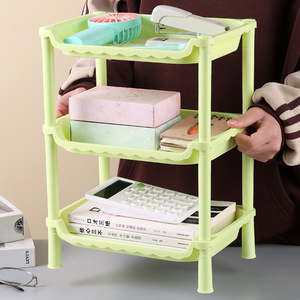 <b>Desktop</b> Three Tier Shelf Large Capacity Storage Organizer For Office And Cosmetic Items <b>Standing</b> Type Rectangle PP Material - Product Image 3